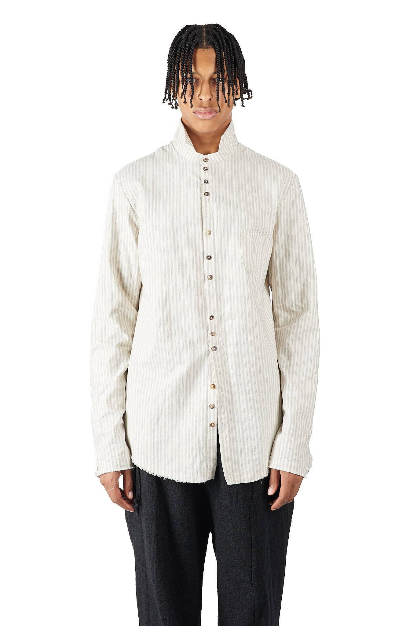 Striped Raw Edge Shirt