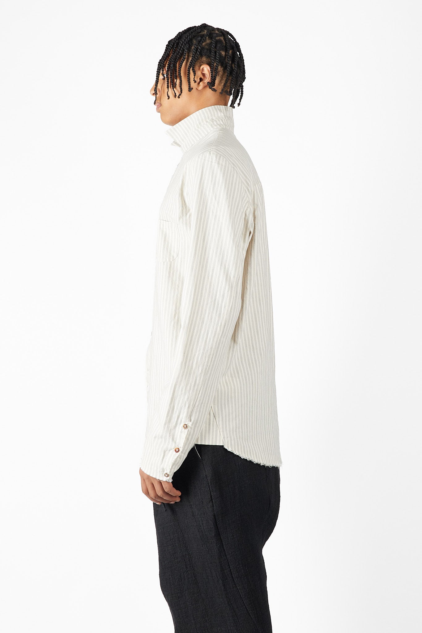 Striped Raw Edge Shirt