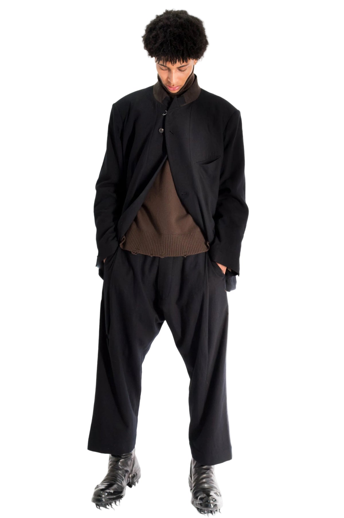 Drop-Crotch Tapered Trousers