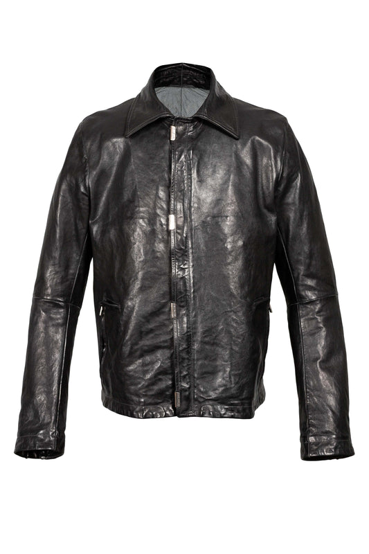 Object Dyed Lined Scarstitched Leather Jacket