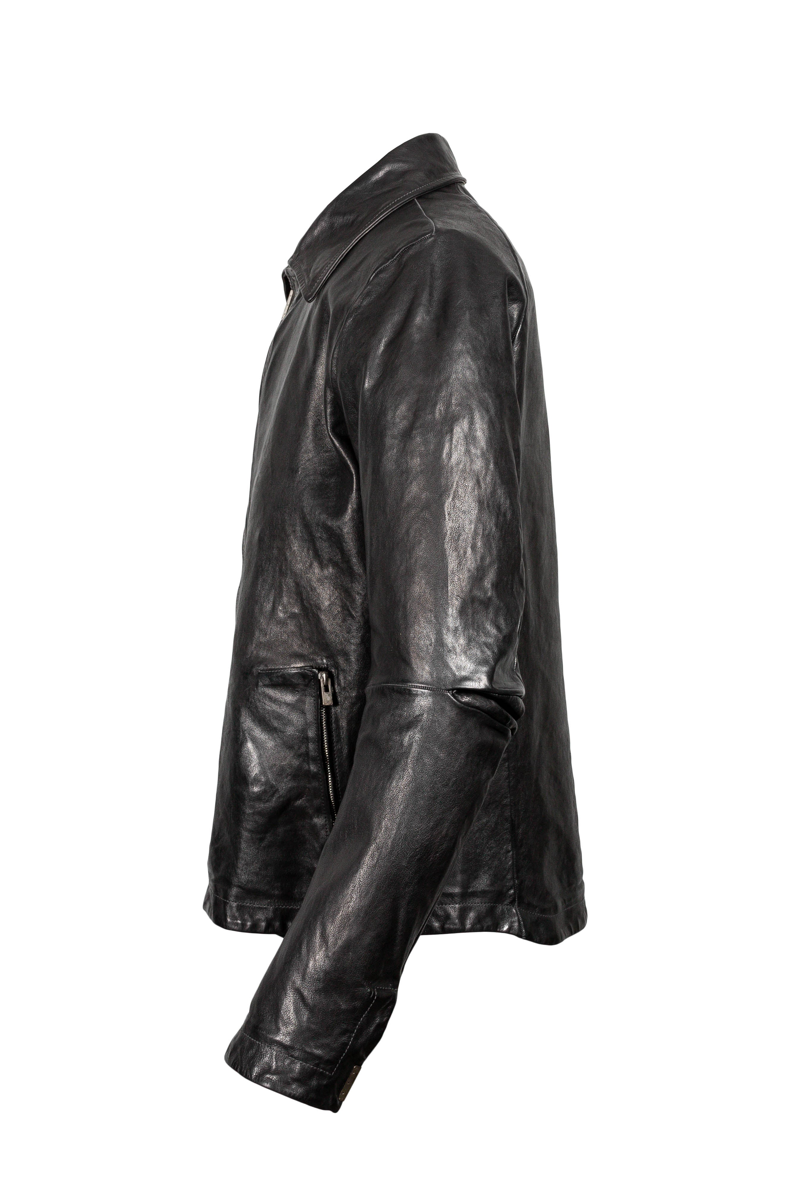 Object Dyed Lined Scarstitched Leather Jacket