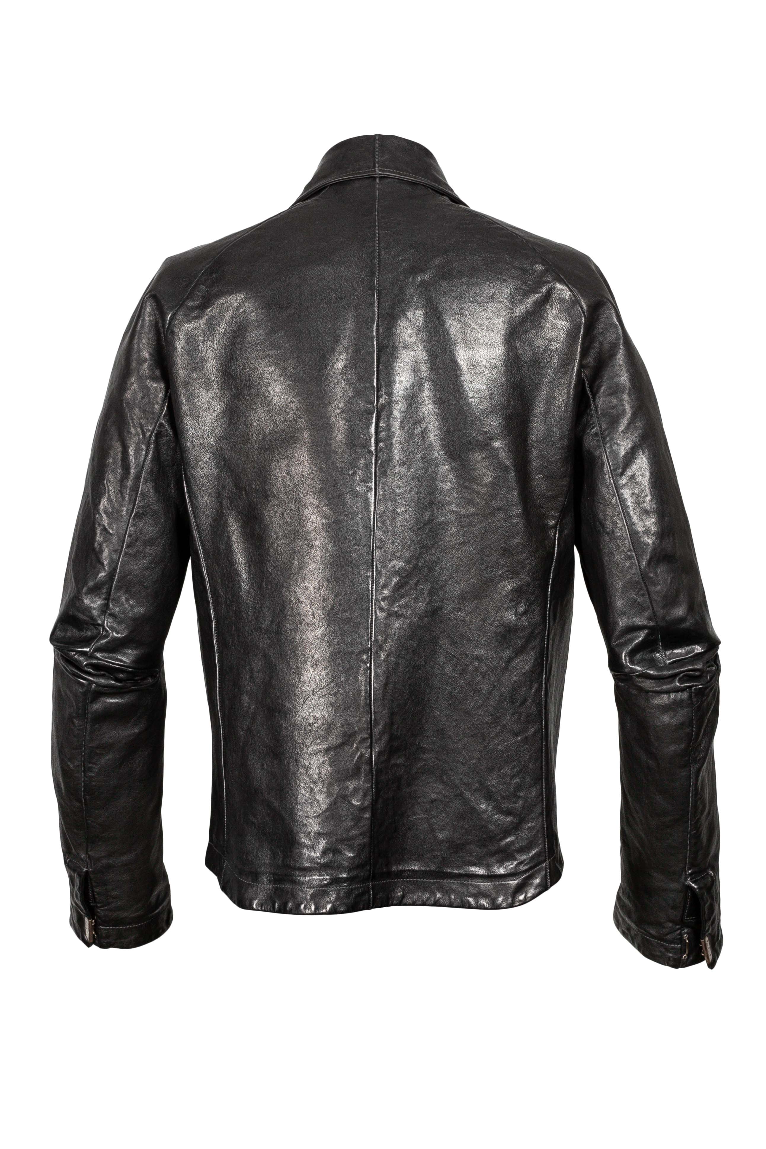 Object Dyed Lined Scarstitched Leather Jacket