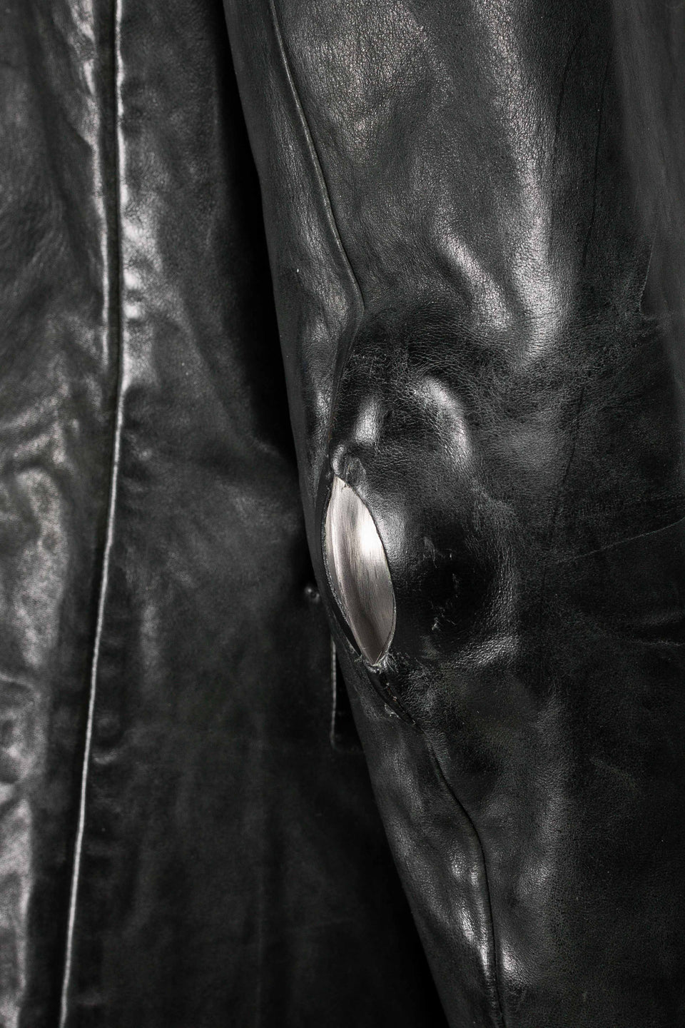 Object Dyed Prosthetic Elbow Unlined Leather Jacket