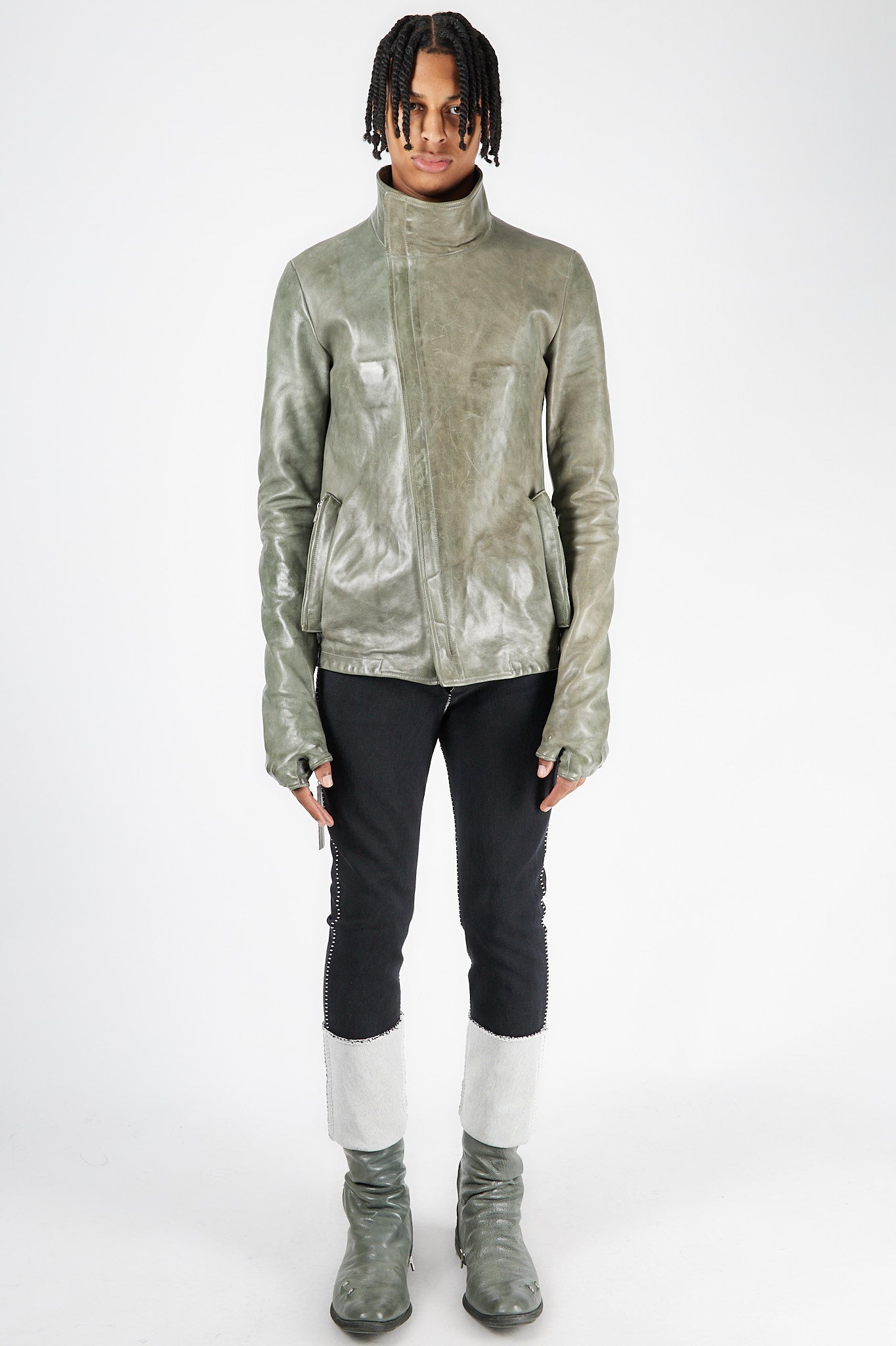 Object Dyed Spine Elbow and Hand Leather Jacket