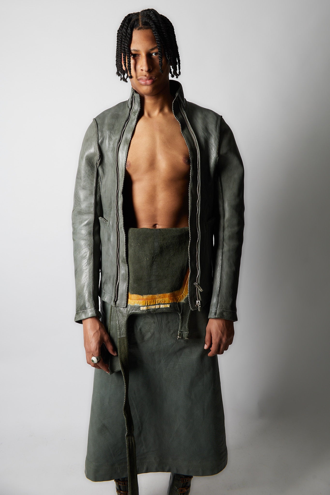 Object Dyed Lined Pinch Seam 2 Zip Fencing Jacket