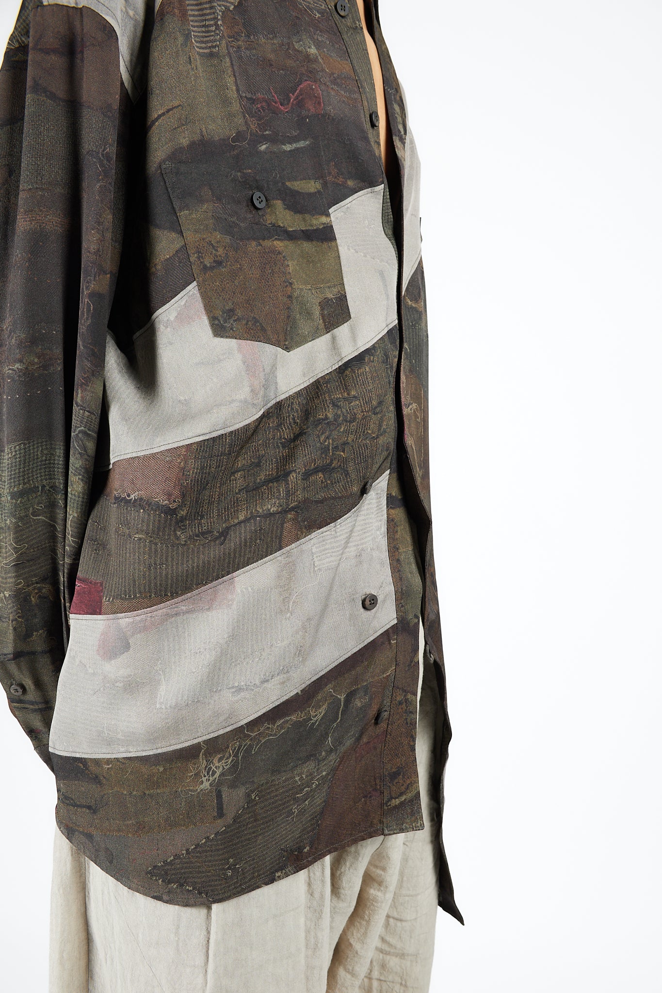 Digital Print Asymmetric Long Shirt