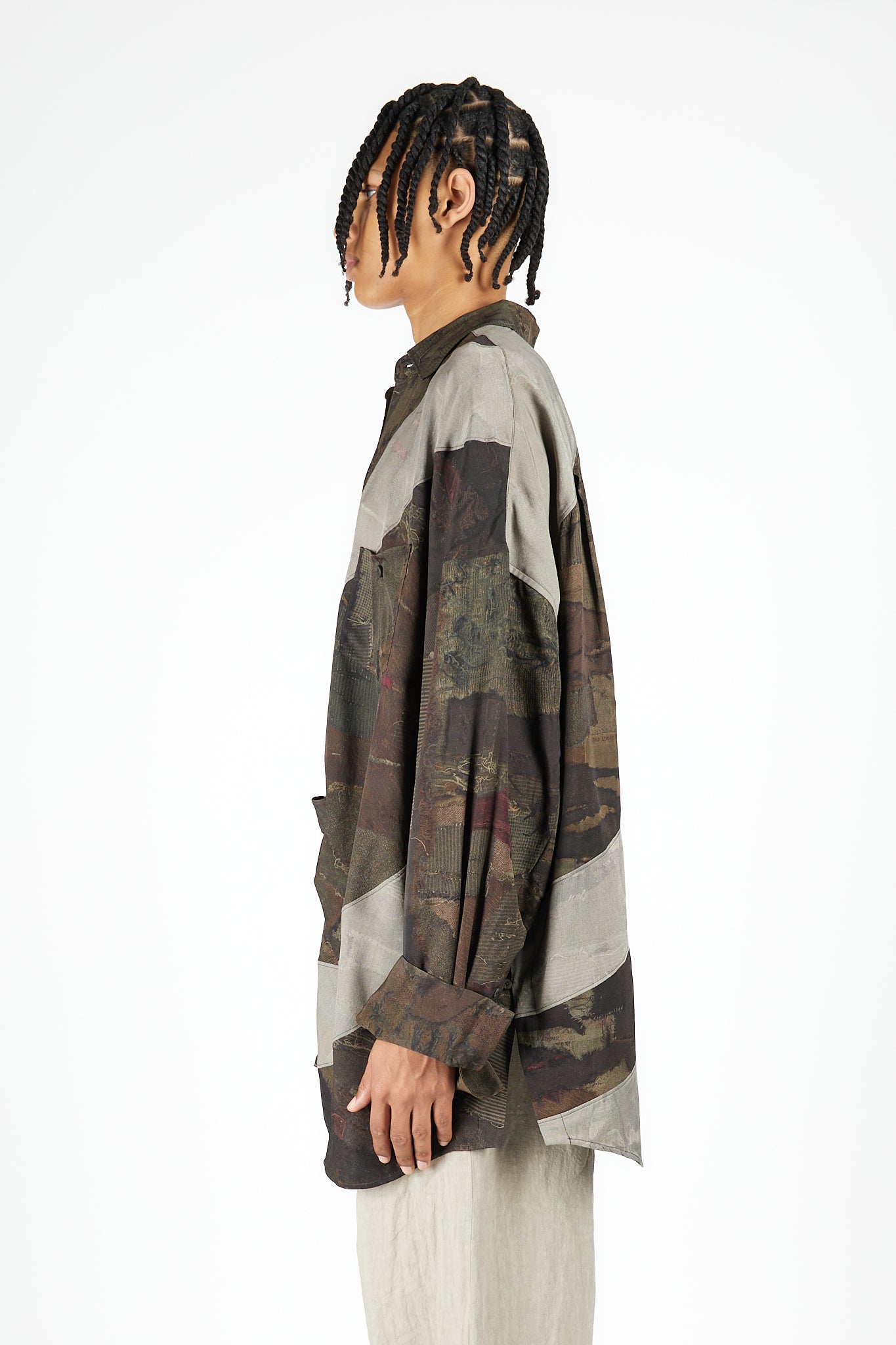 Digital Print Asymmetric Long Shirt