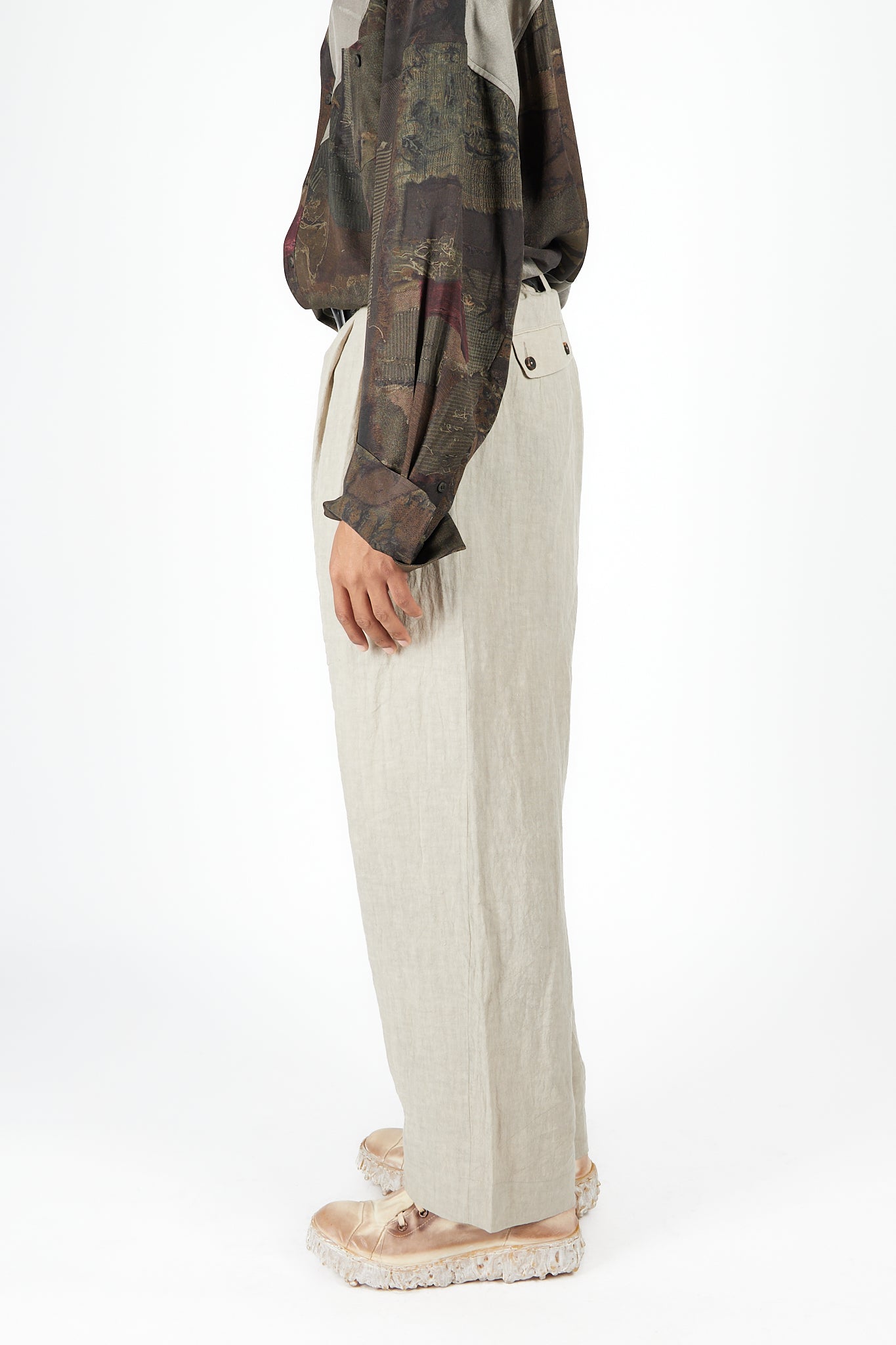 Front Pleats Wide Leg Trousers