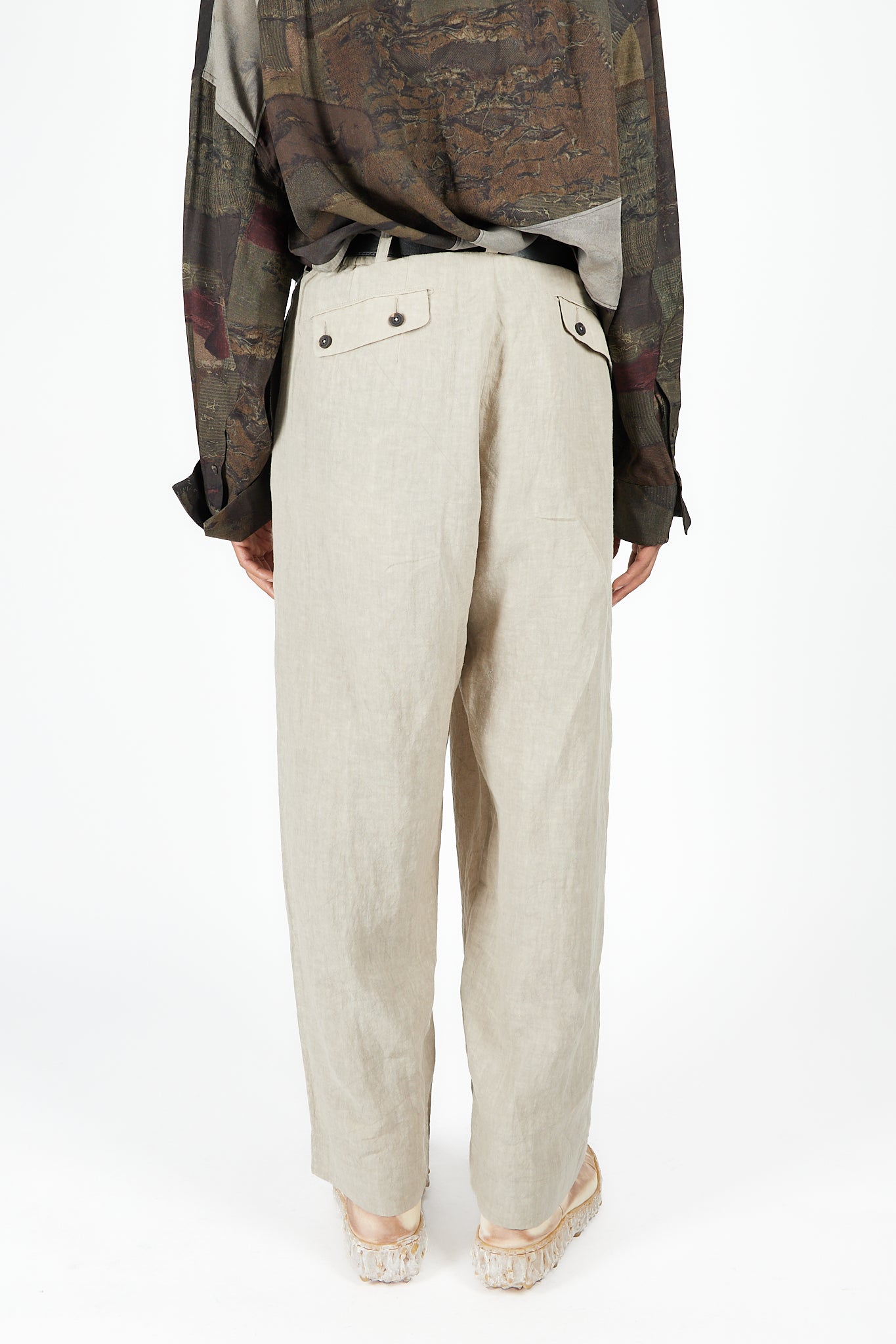 Front Pleats Wide Leg Trousers
