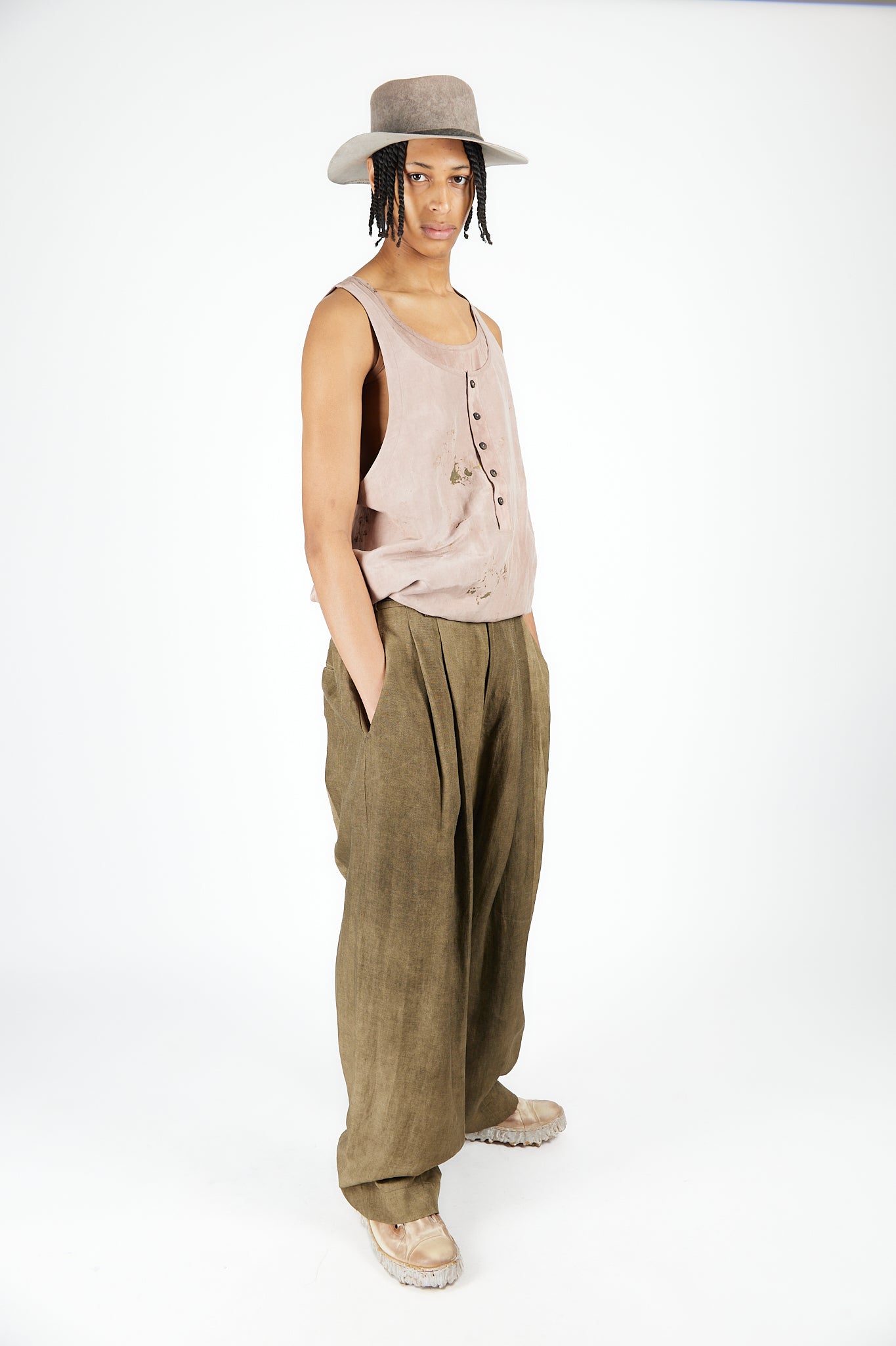 Drop Crotch Wide Leg Trousers