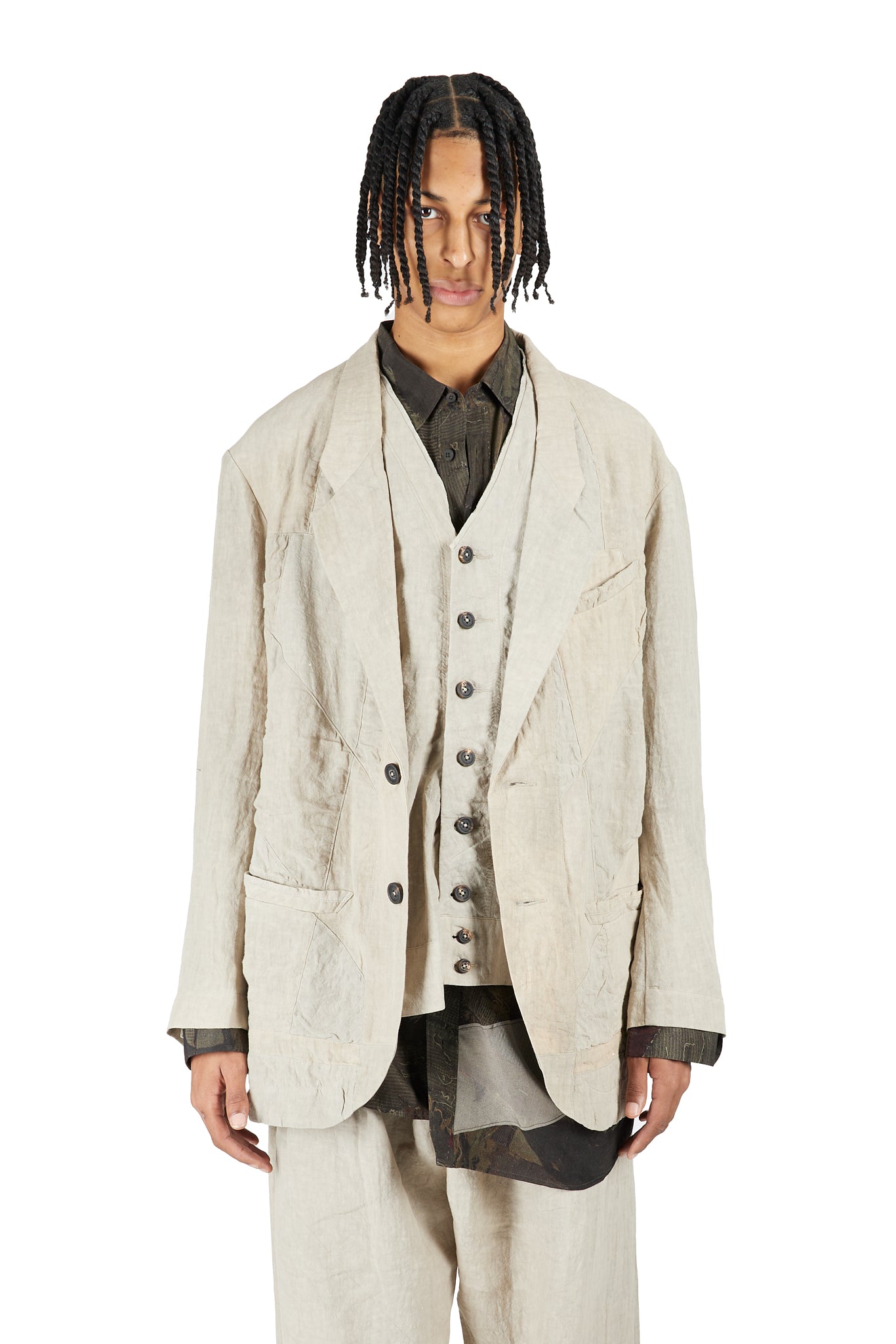 Hidden Patchwork 2 Button Jacket