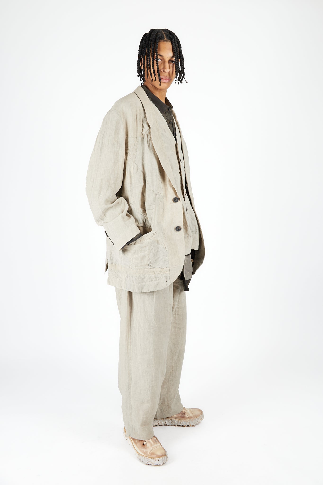 Hidden Patchwork 2 Button Jacket