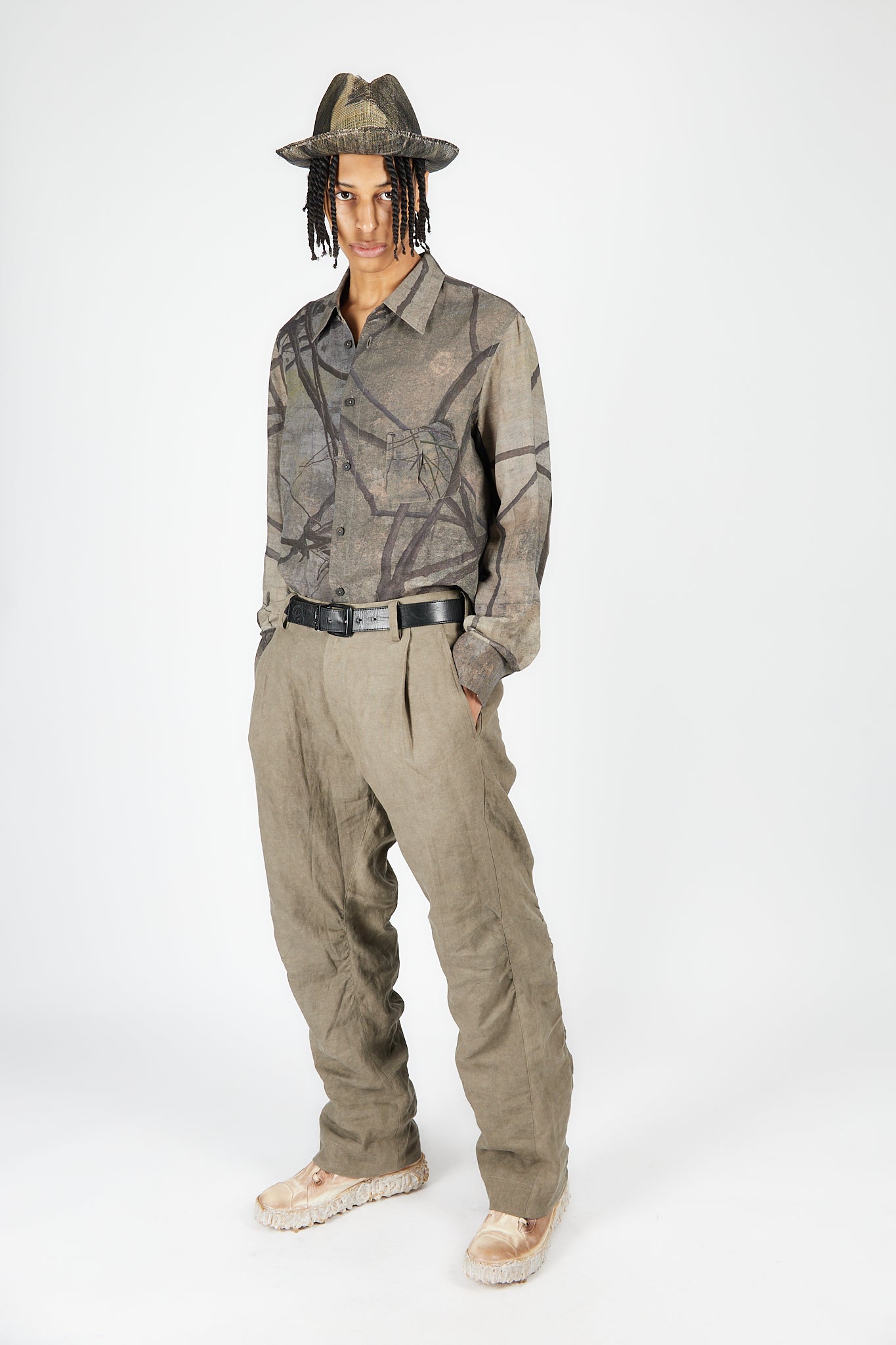 Straight Leg Gathering Trousers