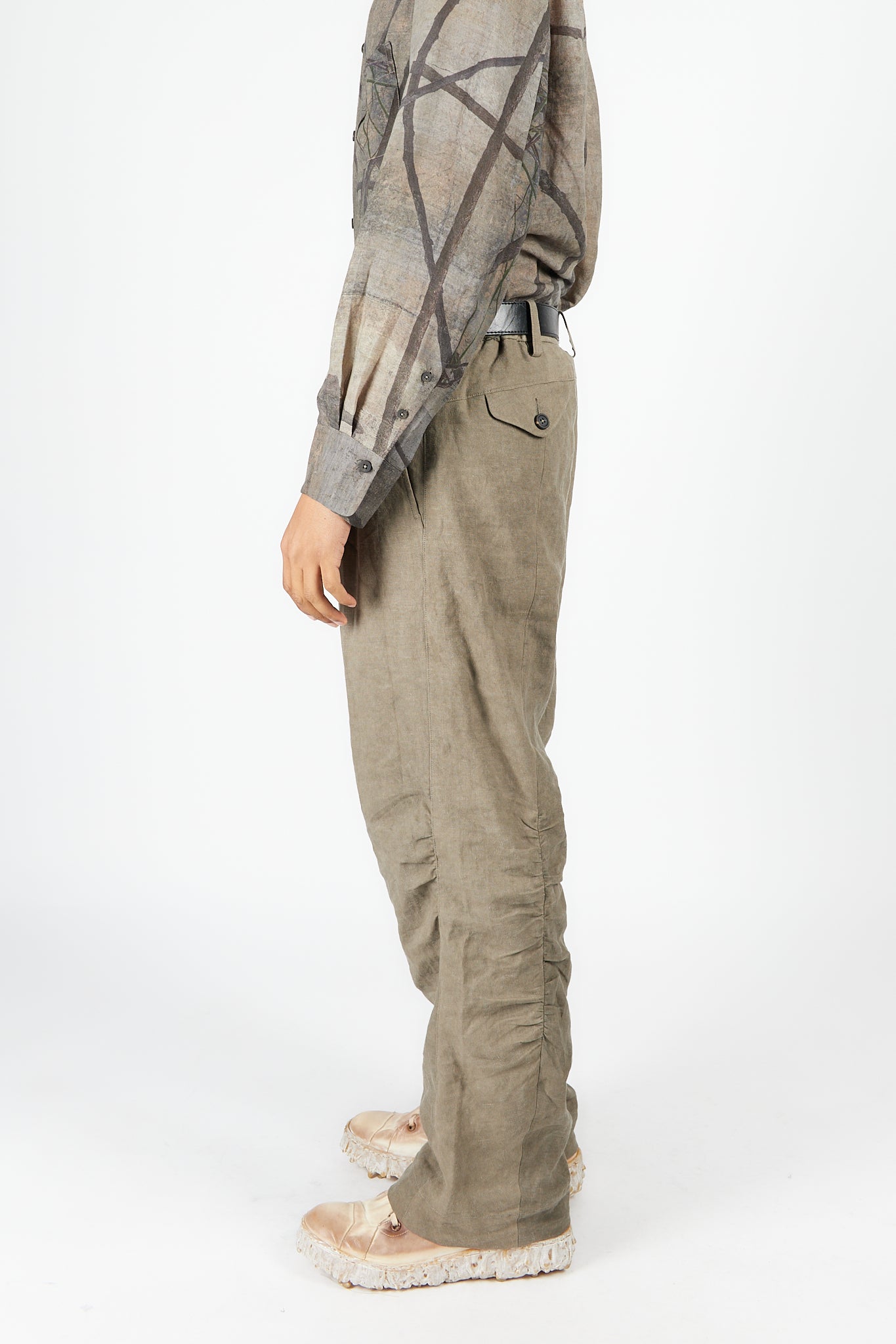 Straight Leg Gathering Trousers