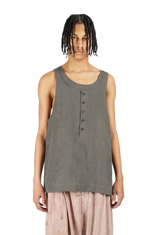 Layered Henley-Neck Tank Top