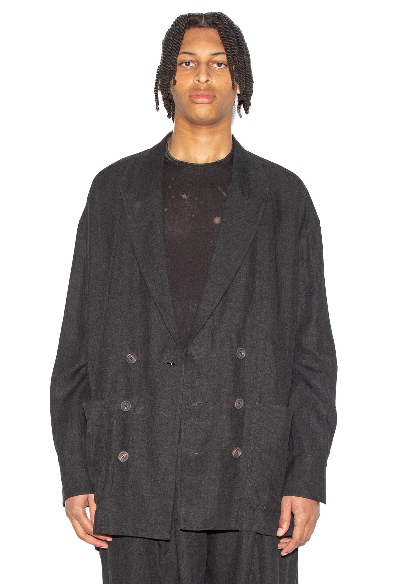 Double Breasted Long Blazer