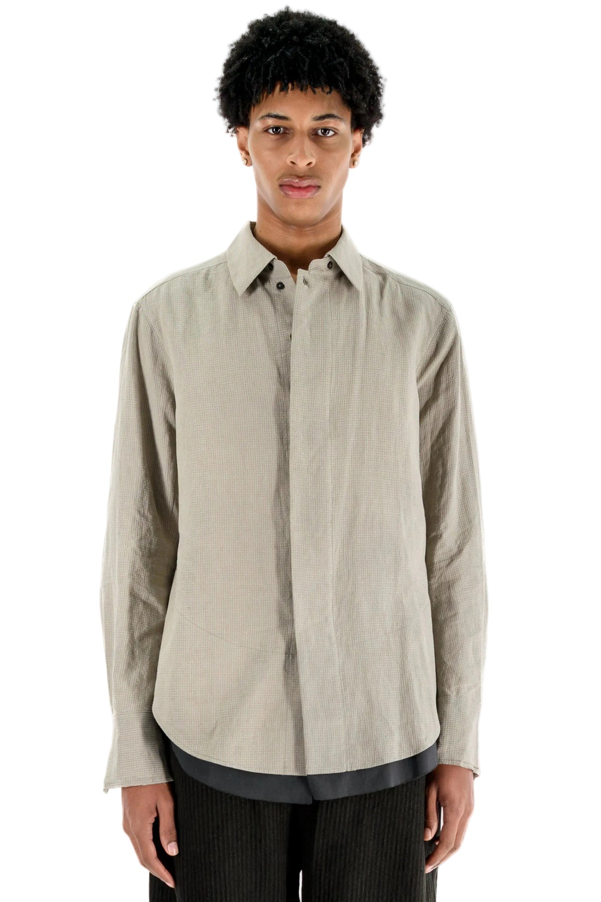 Striped Concealed Button Shirt