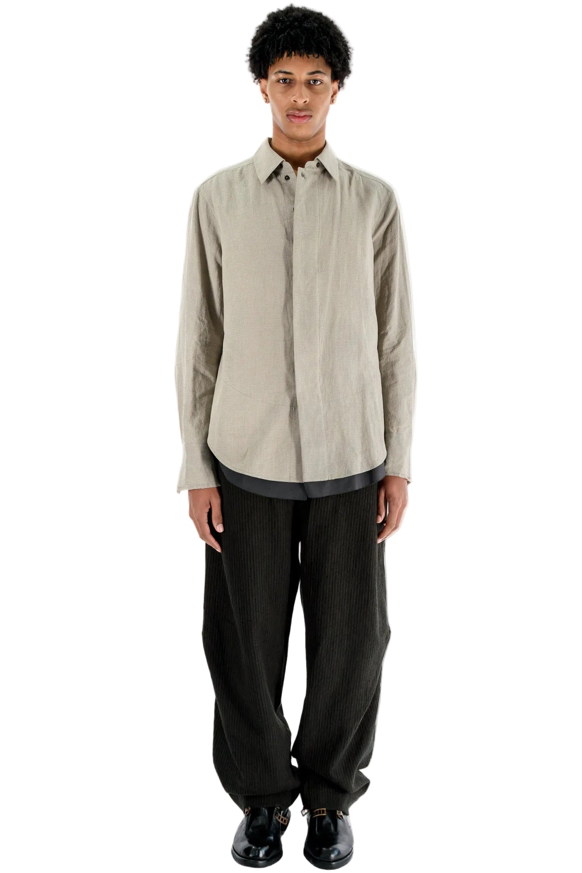 Striped Concealed Button Shirt