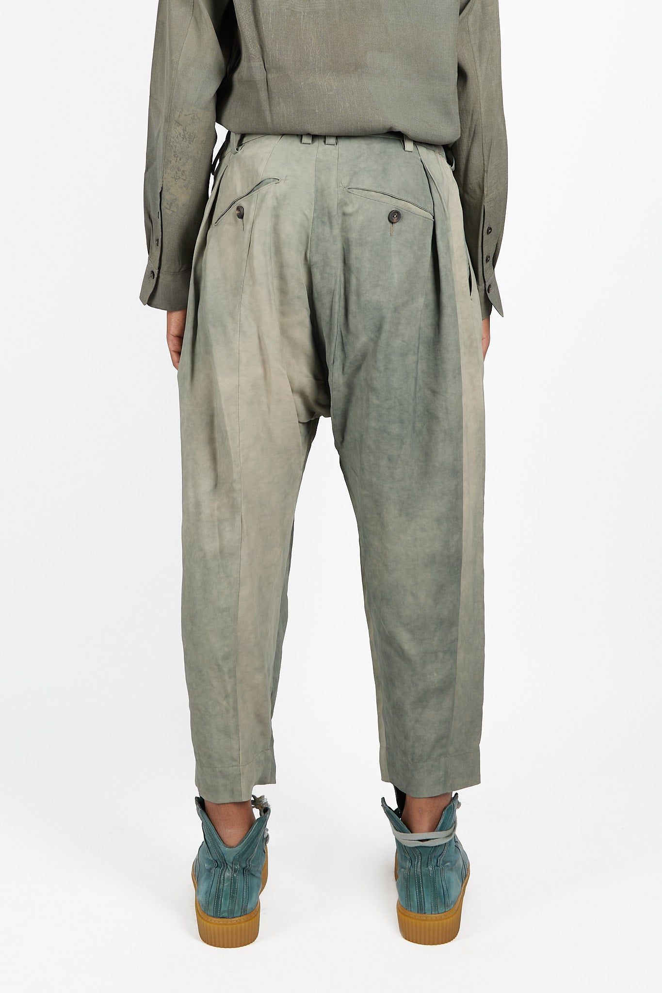 Pleated Drop Crotched Trousers