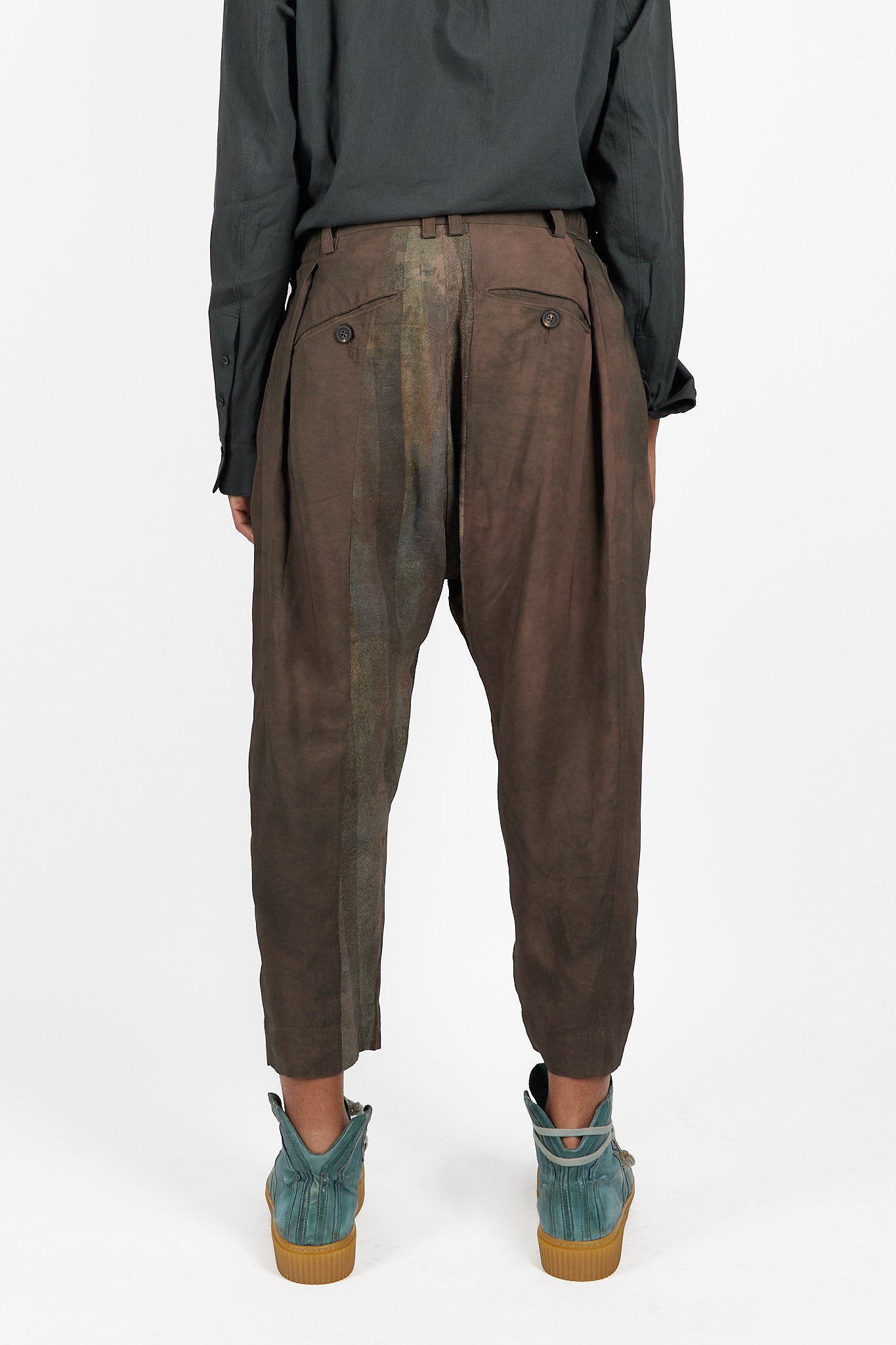 Pleated Drop-Crotched Trousers
