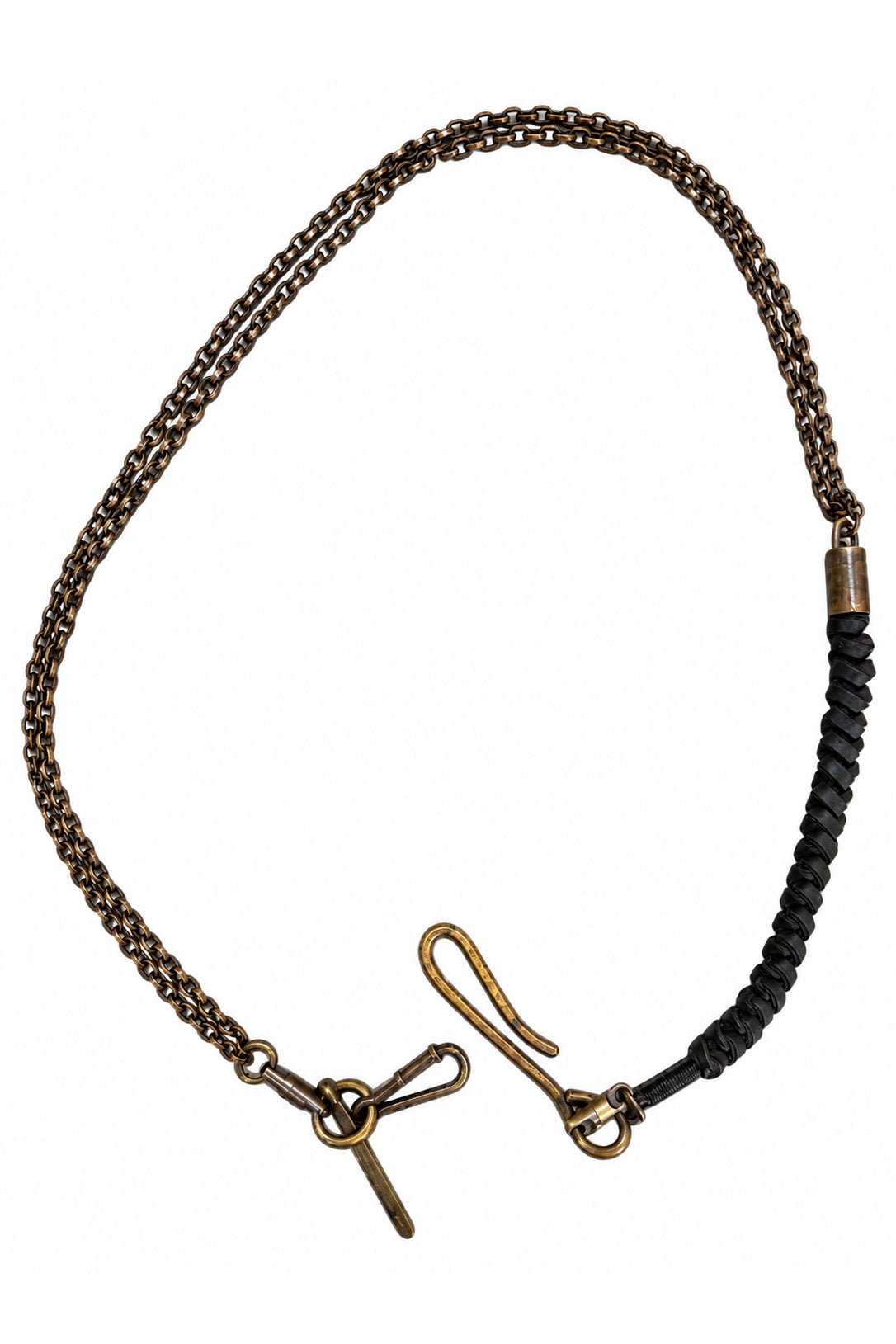 Ziggy Chen Leather Braid Wallet Chain in black — overall view