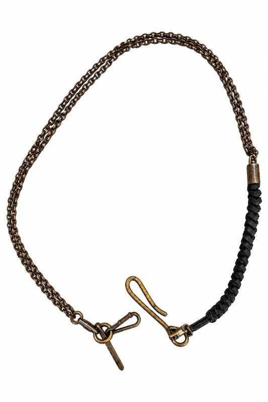 Ziggy Chen Leather Braid Wallet Chain in black — overall view