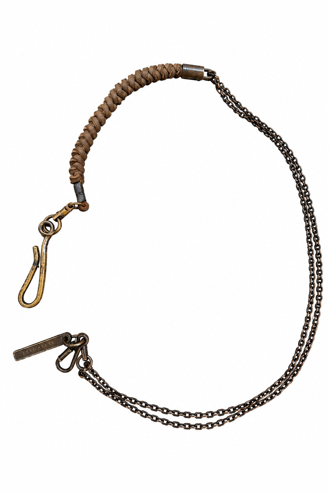 Ziggy Chen Leather Braid Wallet Chain in brown — overall view