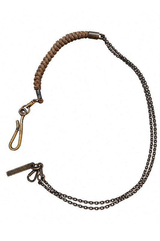 Ziggy Chen Leather Braid Wallet Chain in brown — overall view
