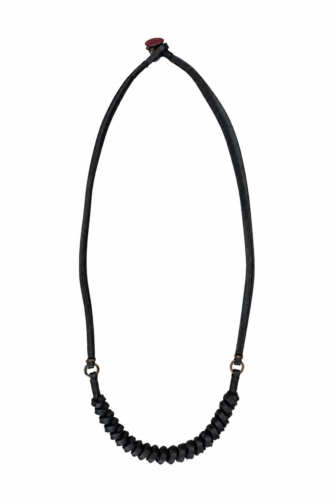 Ziggy Chen Leather Braid Necklace in black — overall view