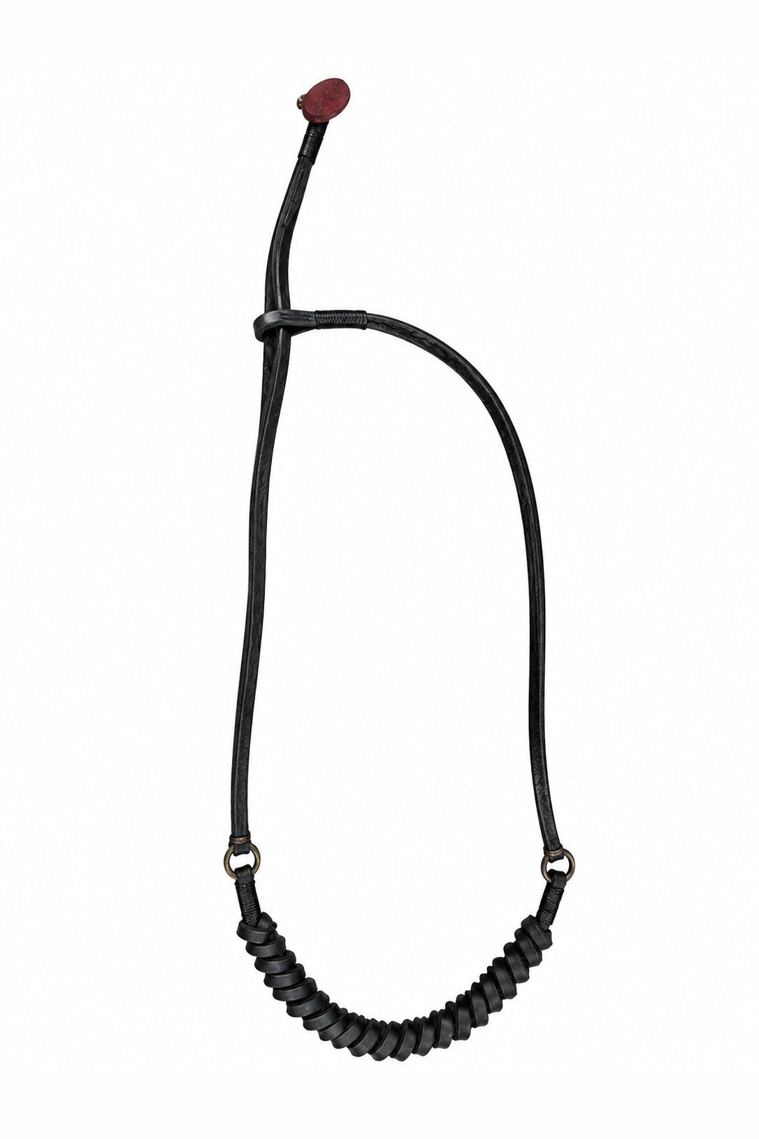 Ziggy Chen Leather Braid Necklace in black — adjustable loop closure detail