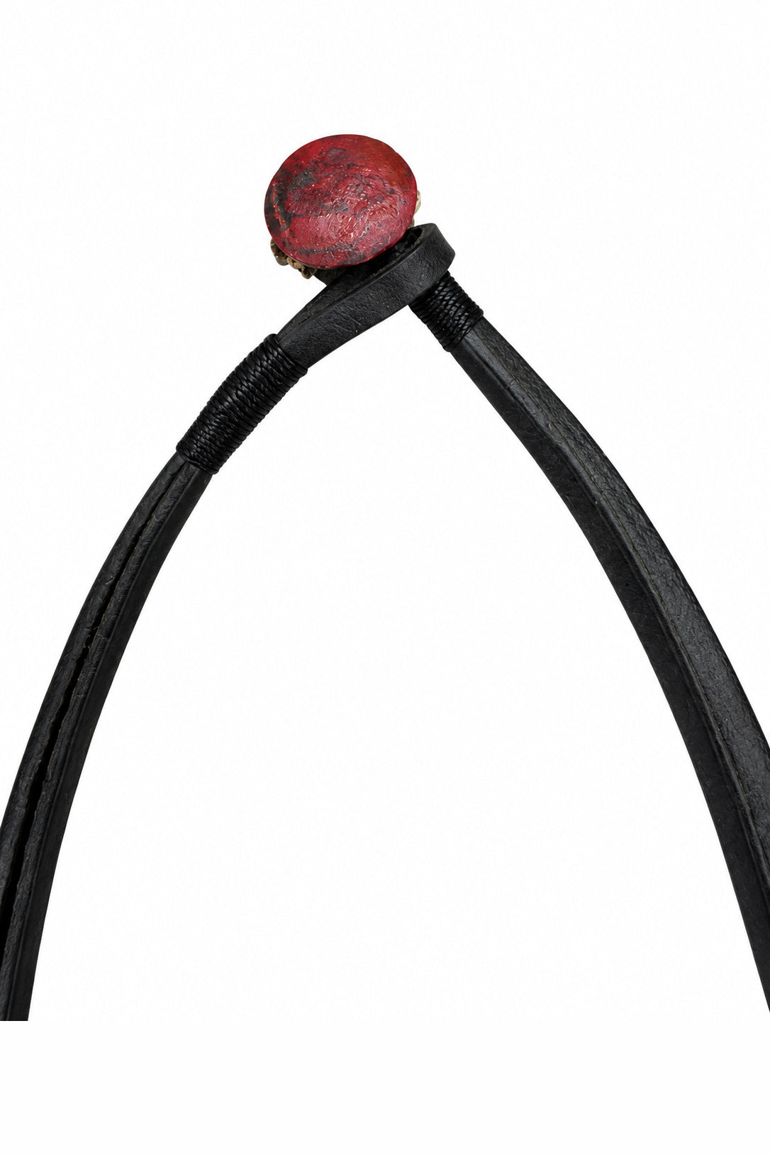 Ziggy Chen Leather Braid Necklace in black — wrapped leather and ring detail