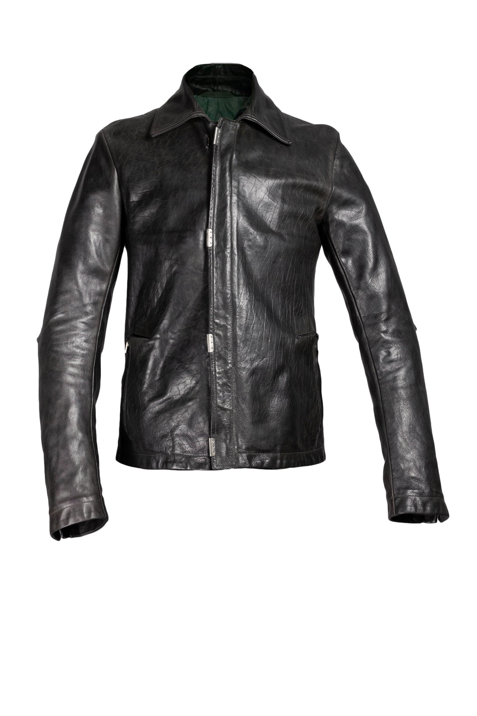 Over-dyed Lined Scarstitched Leather Jacket
