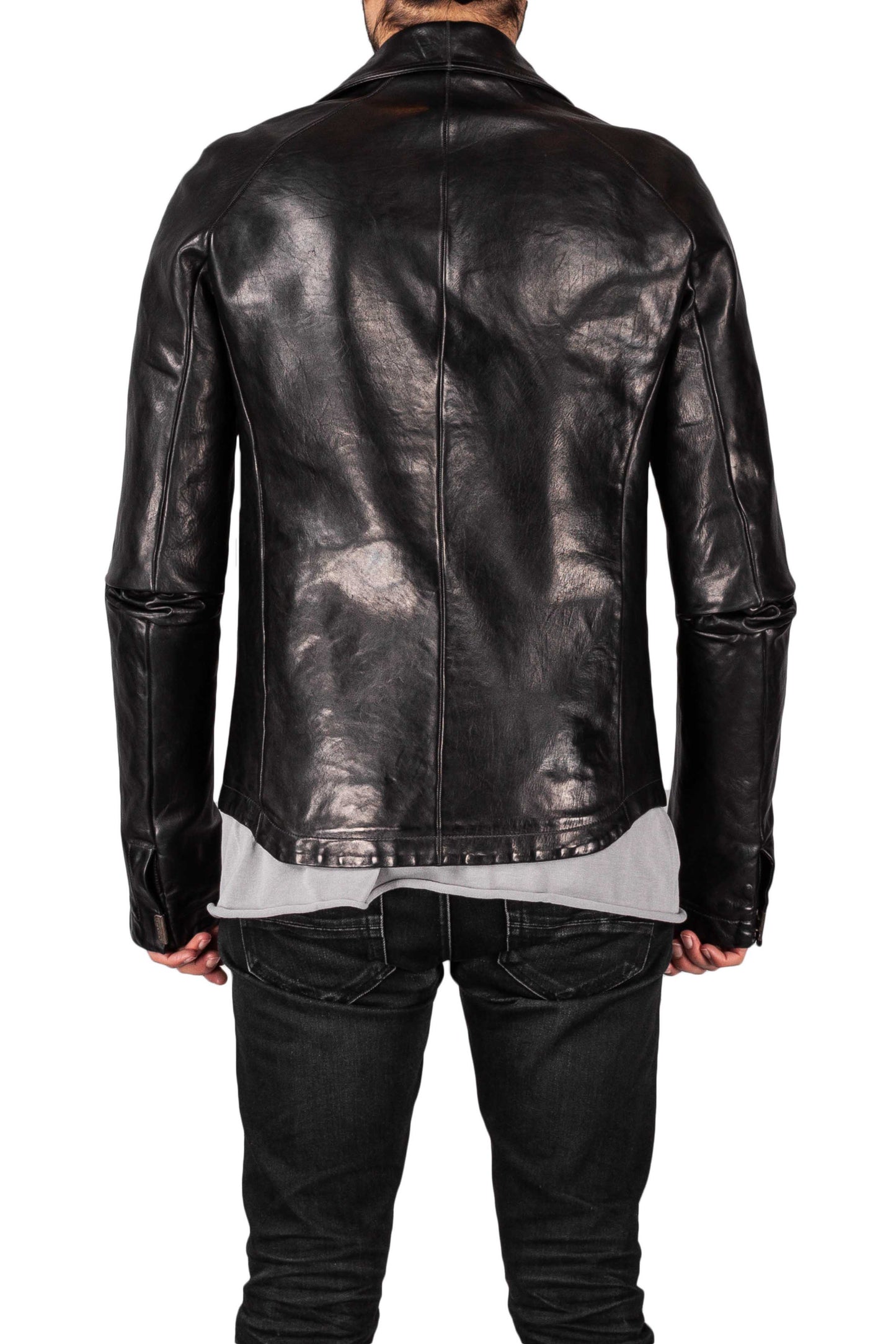 Object Dyed Lined Scarstiched Leather Jacket