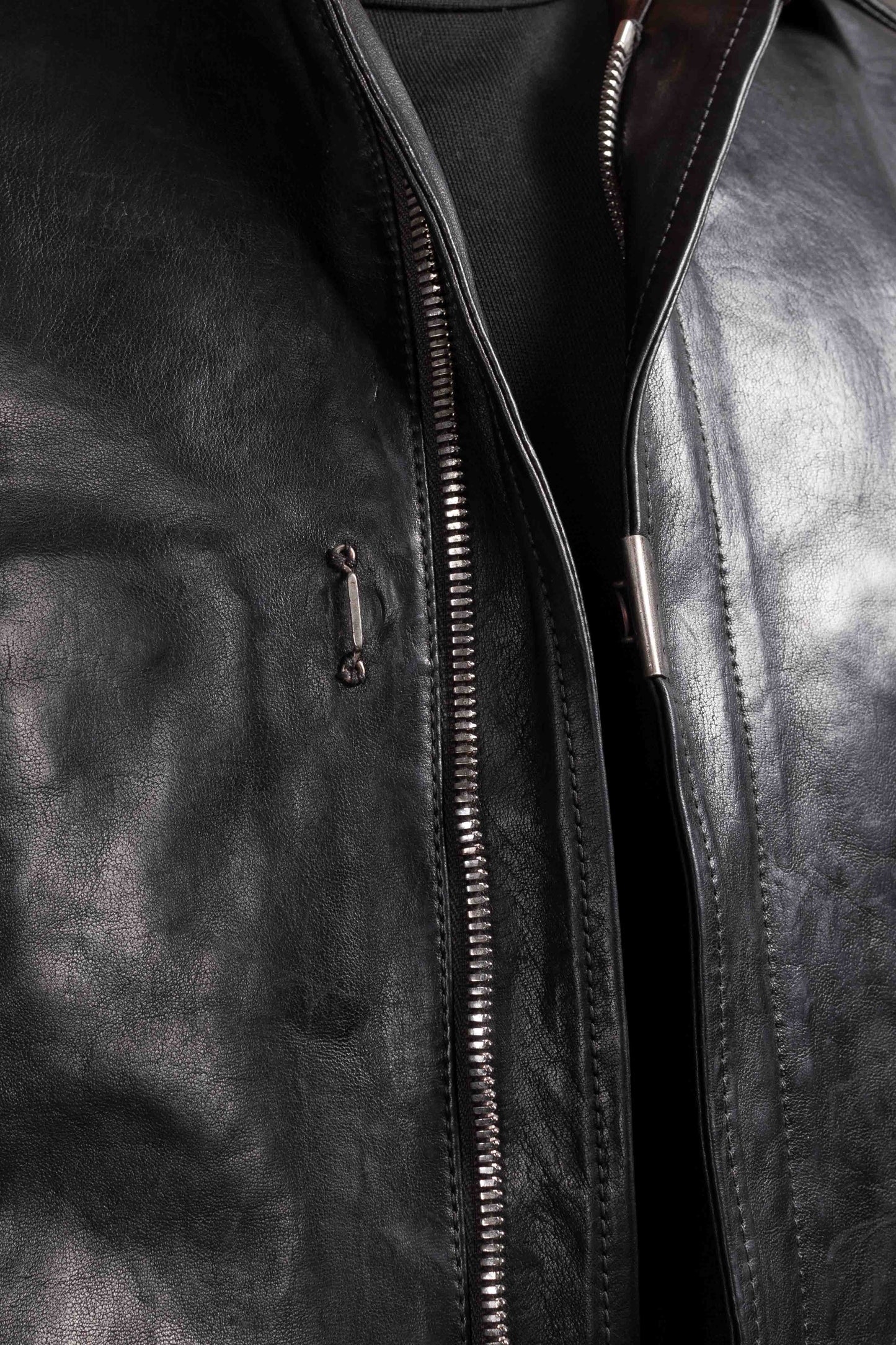 Object Dyed Lined Drip Rubber Leather Jacket