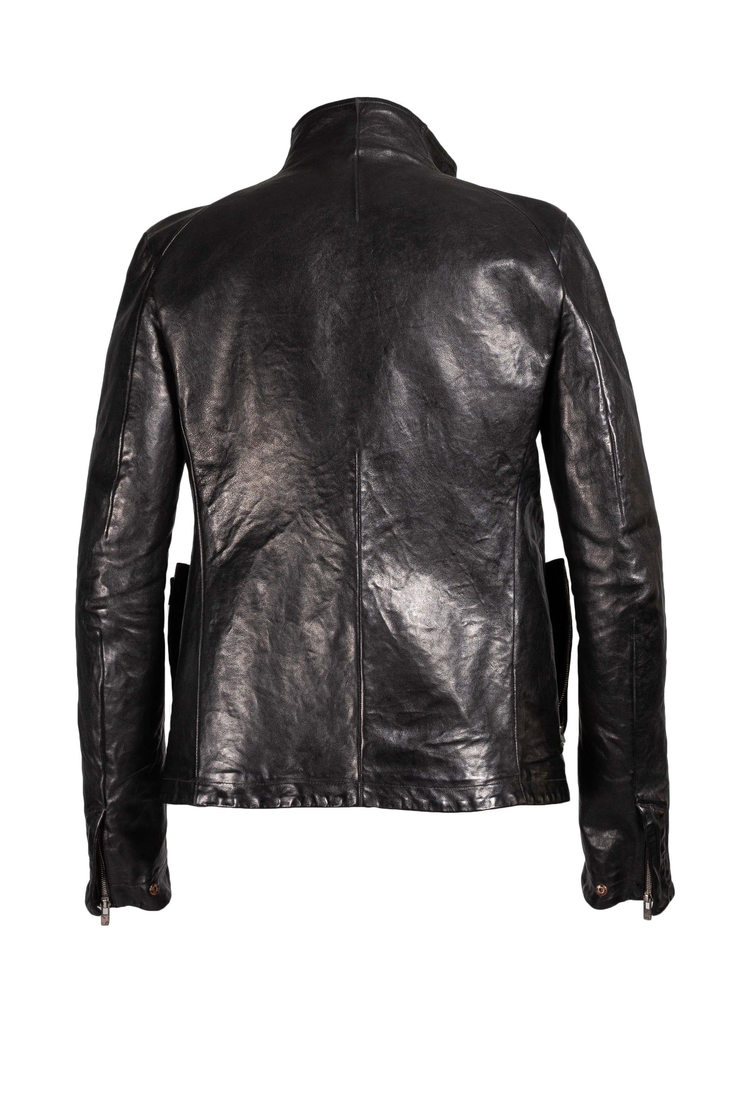 Object Dyed High Neck Leather Jacket
