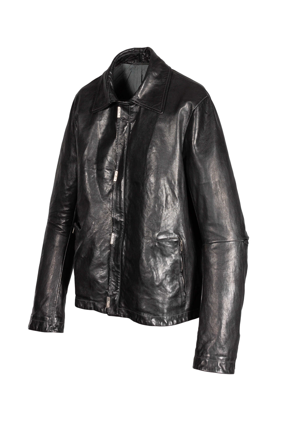 Object Dyed Lined Scarstitched Leather Jacket