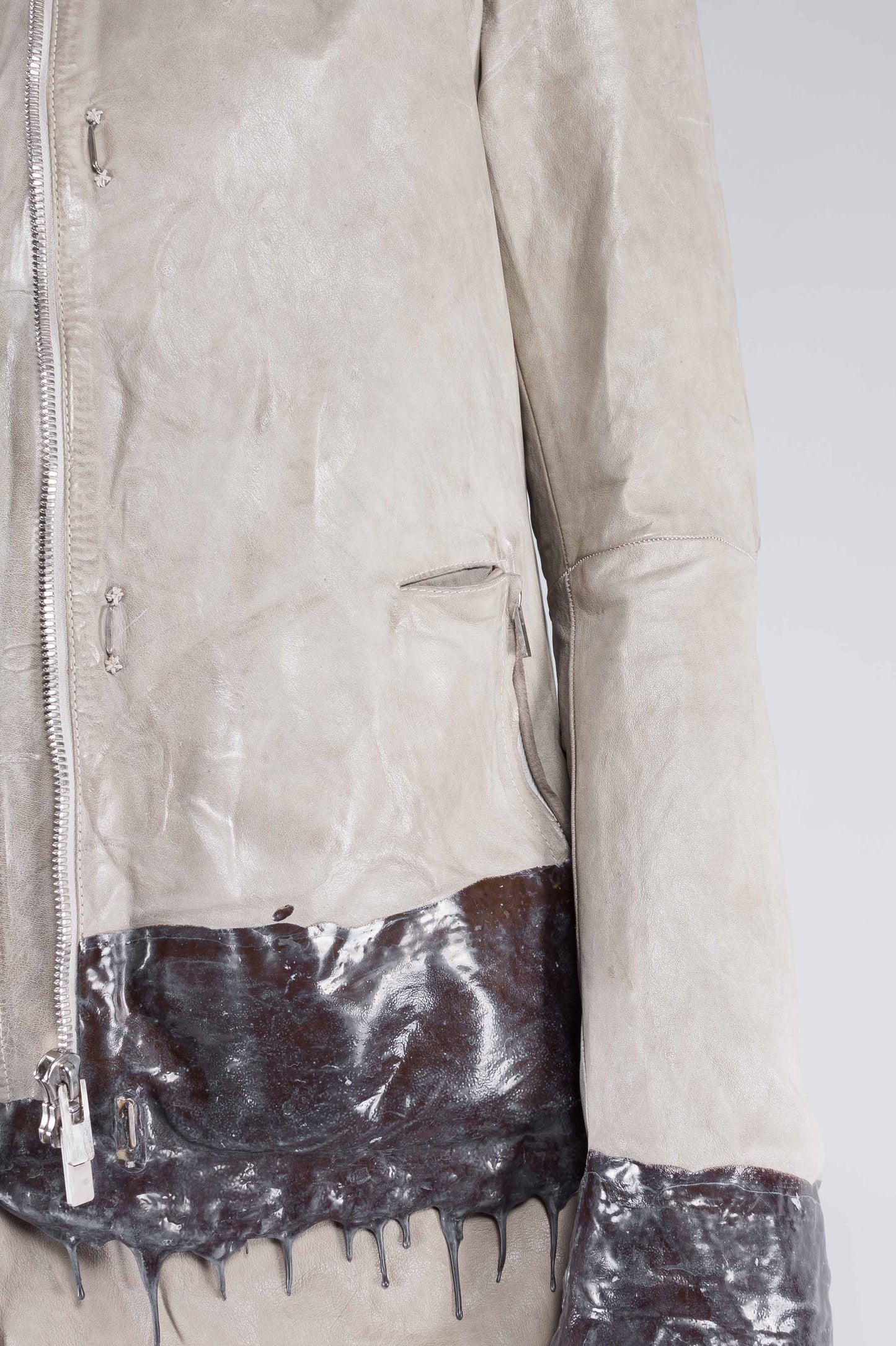 Object Dyed Drip-Rubbered Leather Jacket