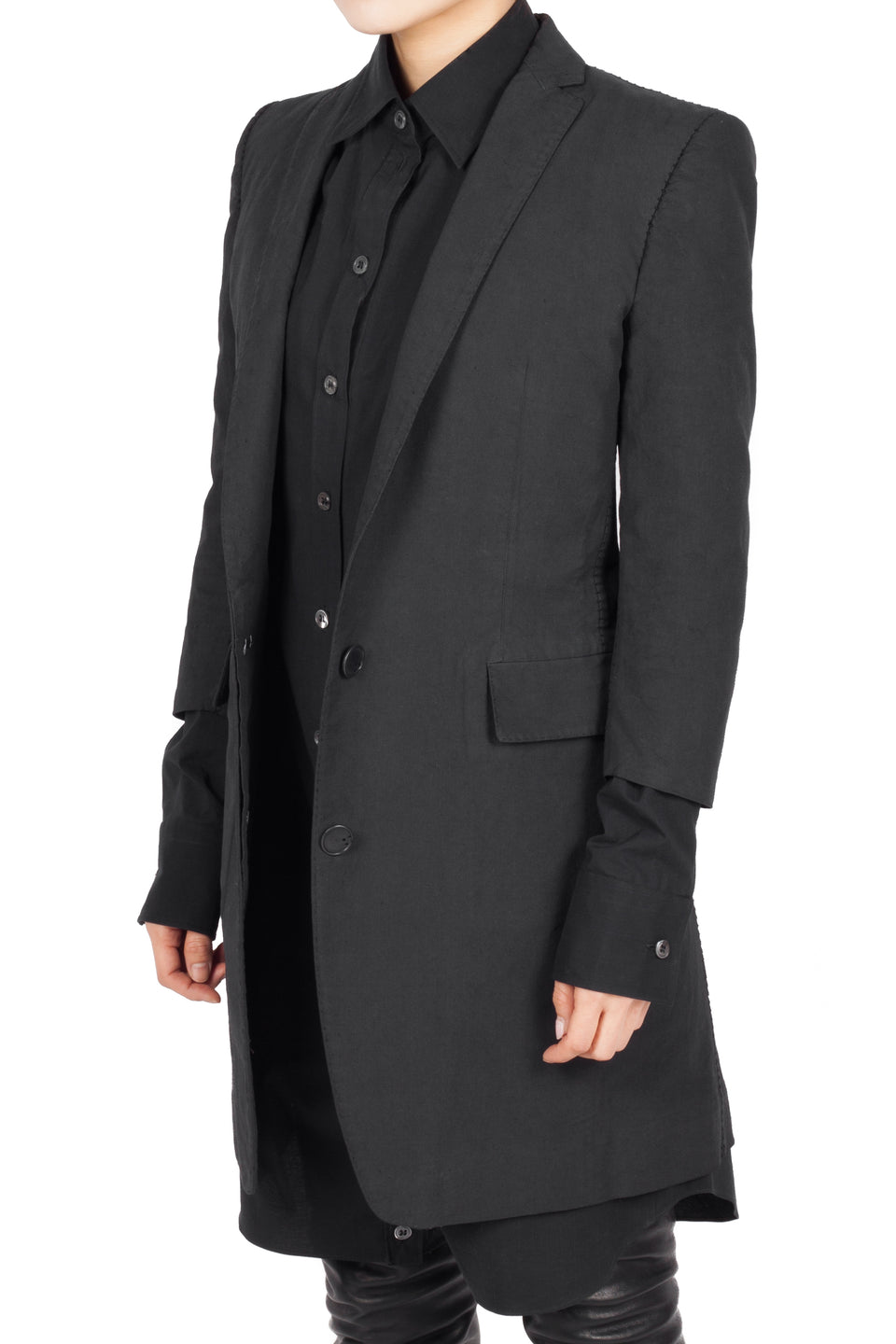Object Dyed Unlined Half Sleeve Elongated Jacket